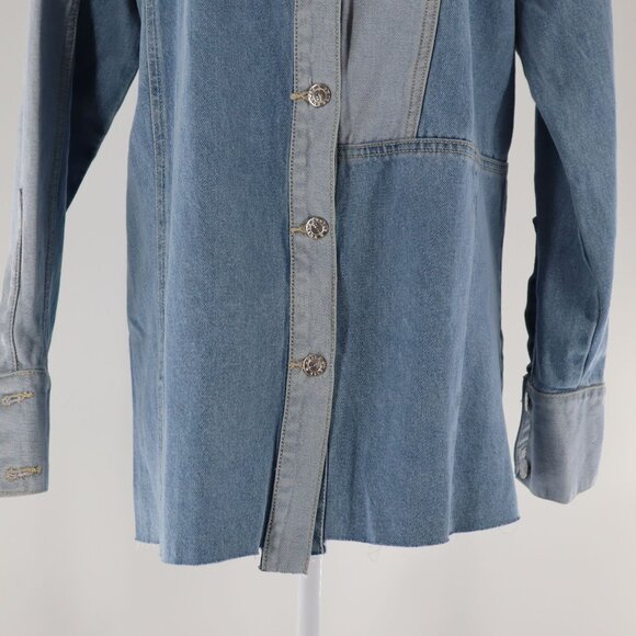 Hustle N Holla Felicity Denim Shacket Women Blue Y2K Casual Trendy Oversized NWT - Picture 9 of 15
